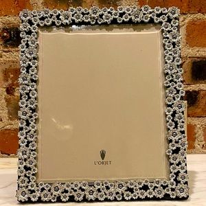 L’Objet Swarovski@ Crystal and Gray Pearl Picture Frame 8x10